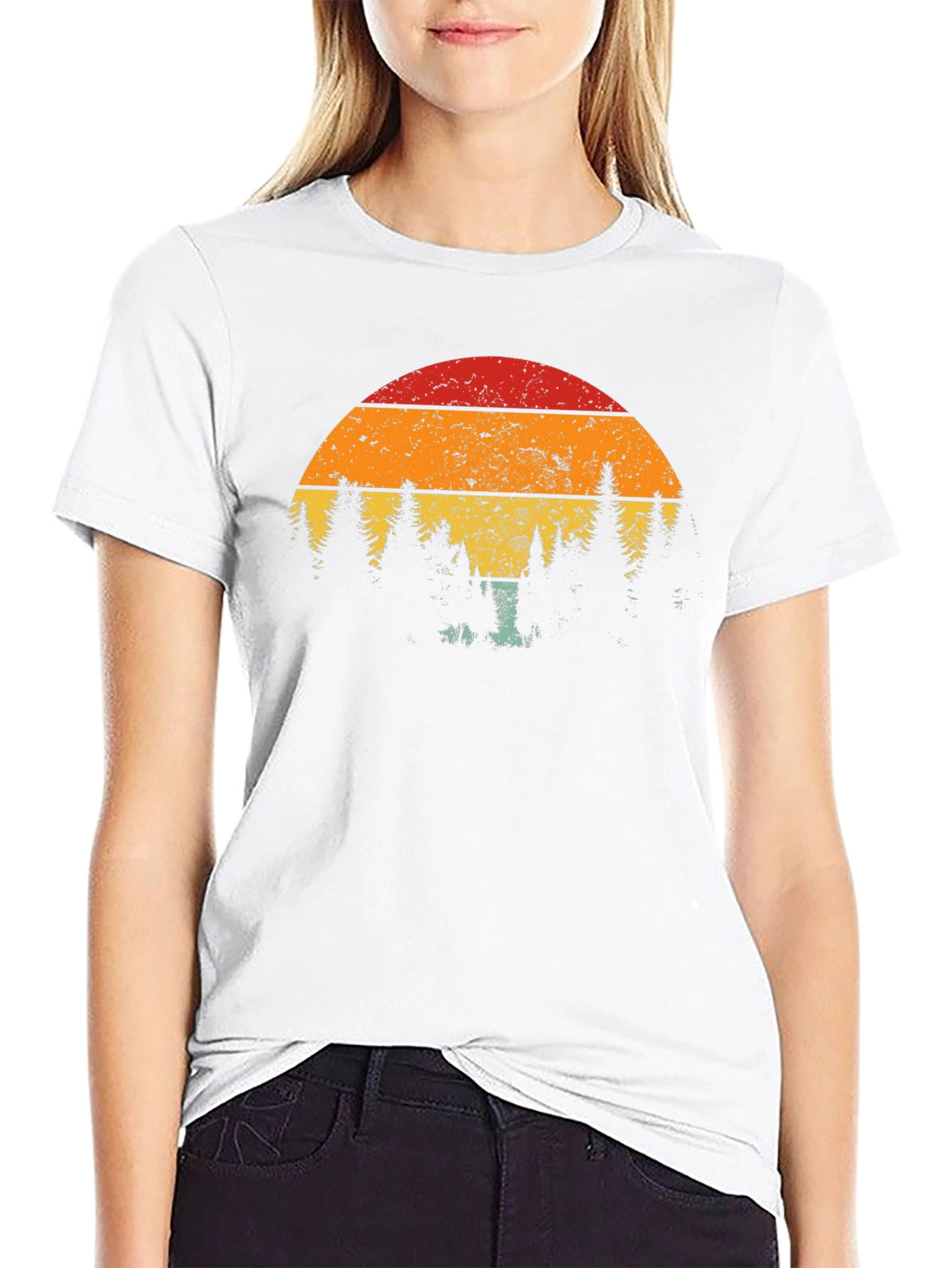 Retro Sunset Tree Graphic T-Shirt