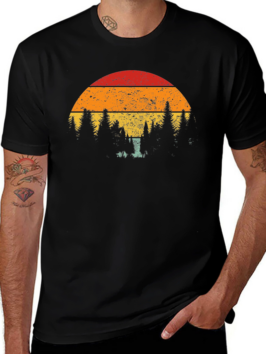 Retro Sunset Tree Graphic T-Shirt