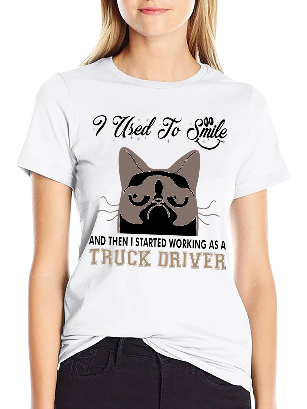 Grumpy Cat Truck Driver Graphic T-Shirt