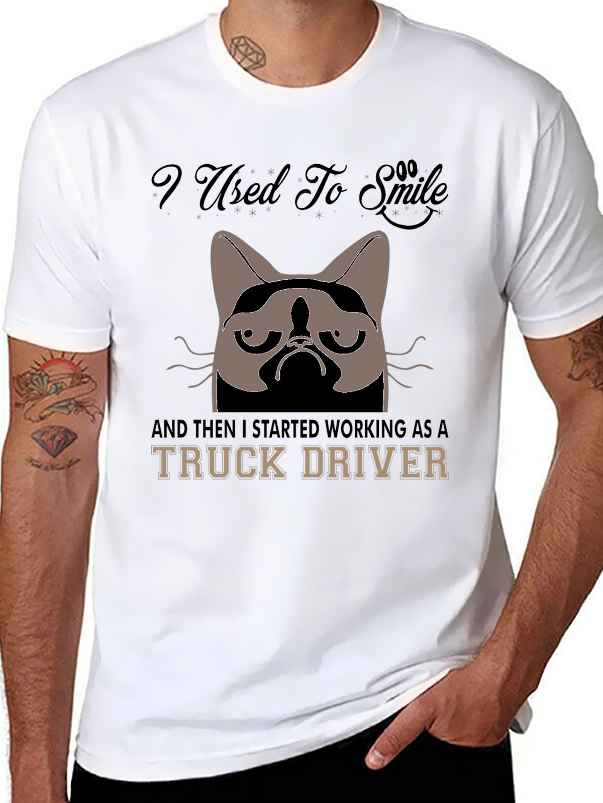 Grumpy Cat Truck Driver Graphic T-Shirt