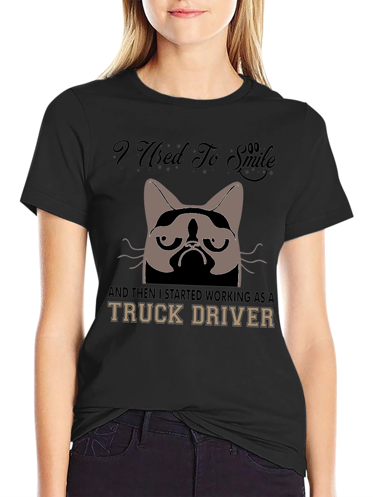 Grumpy Cat Truck Driver Graphic T-Shirt