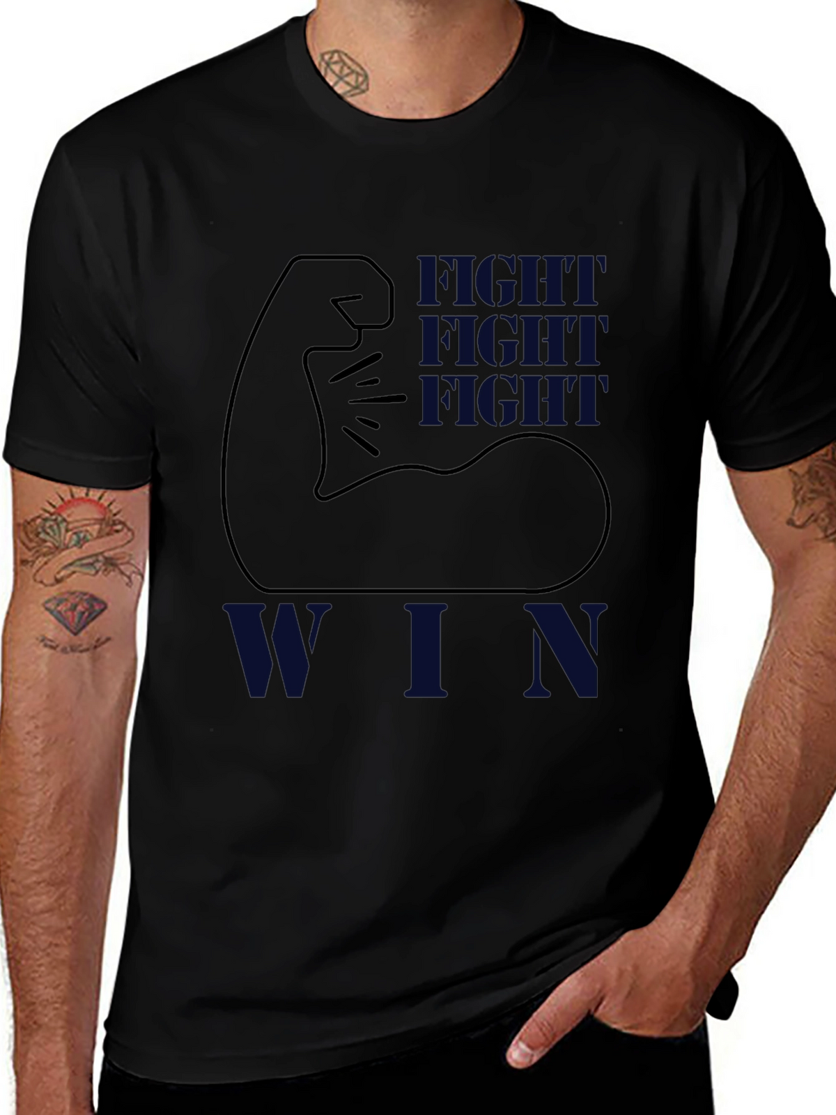 Fight Win Graphic Tee - Black