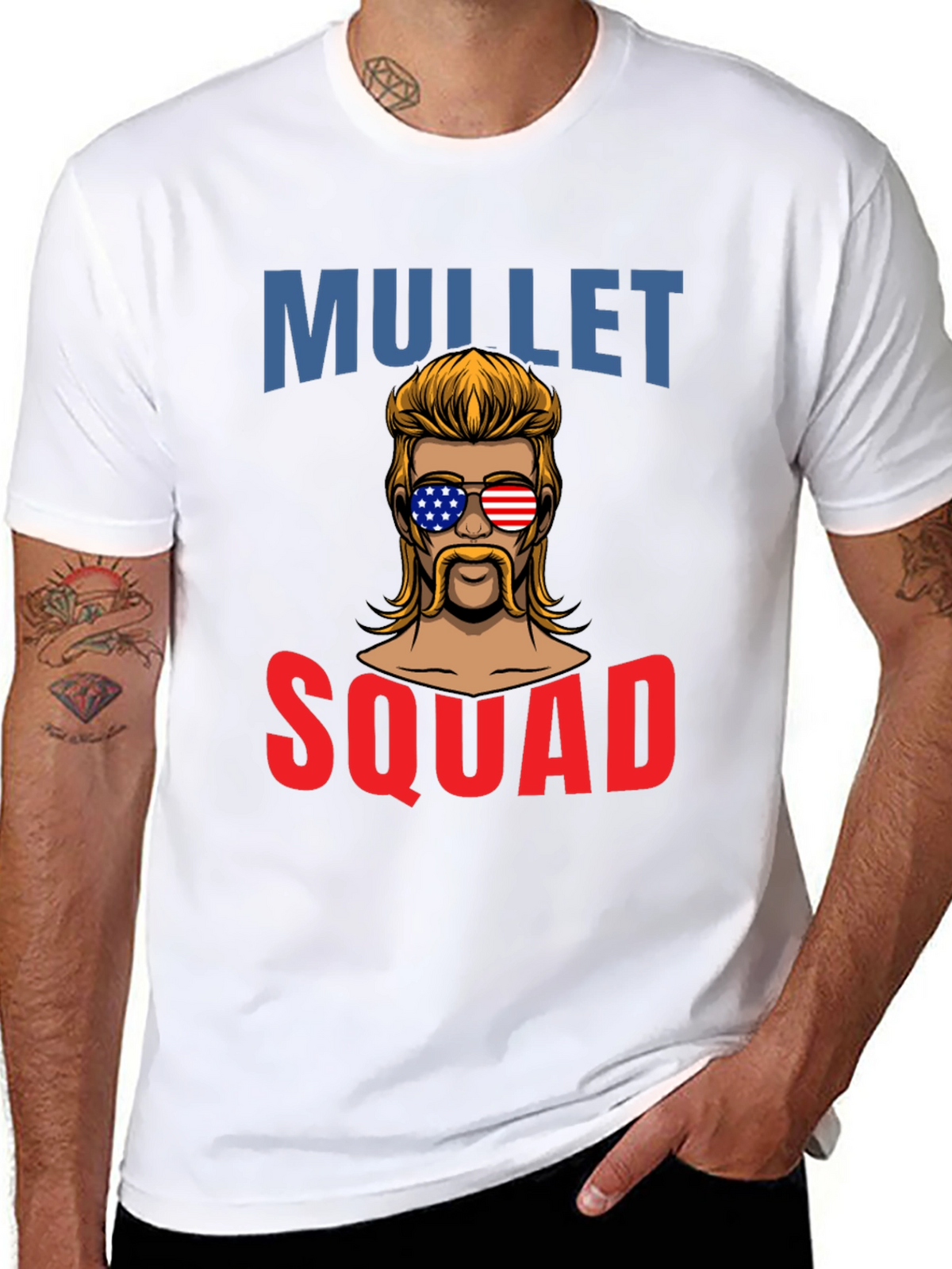 Mullet Squad T-Shirt - Patriotic Retro Design