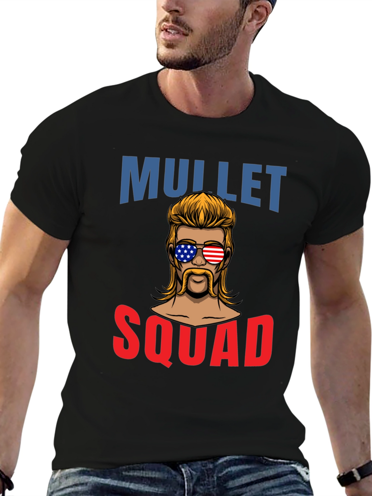 Mullet Squad T-Shirt - Patriotic Retro Design