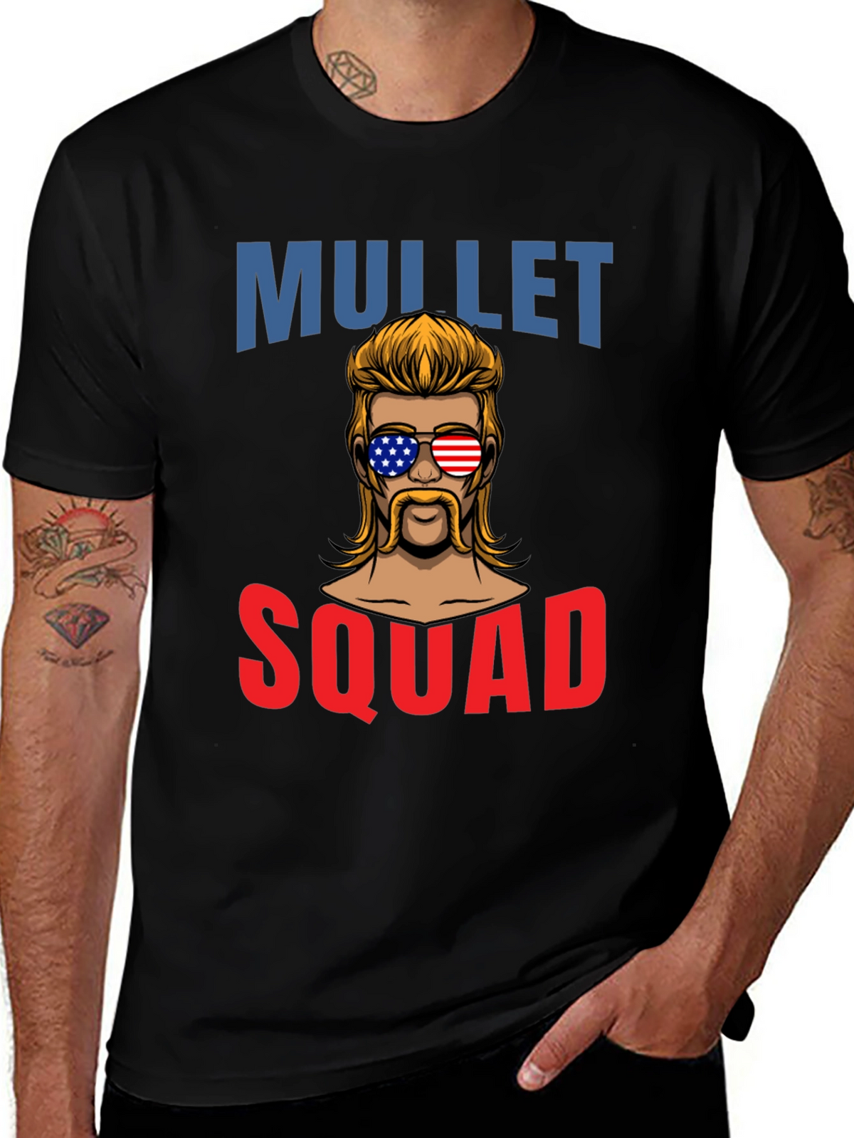 Mullet Squad T-Shirt - Patriotic Retro Design