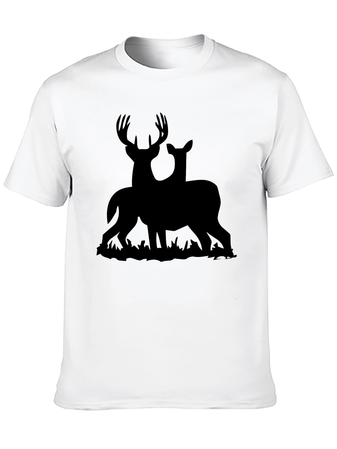 Deer Silhouette Graphic Tee - Black Cotton Blend