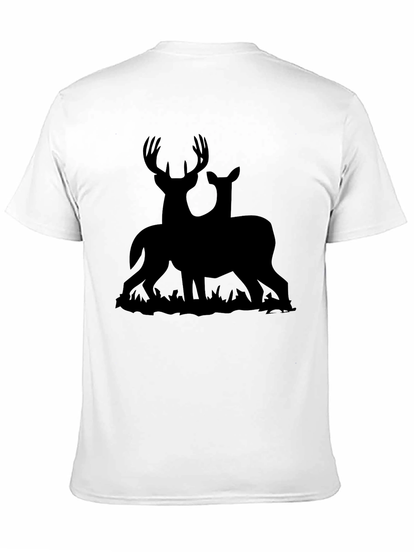 Deer Silhouette Graphic Tee - Black Cotton Blend