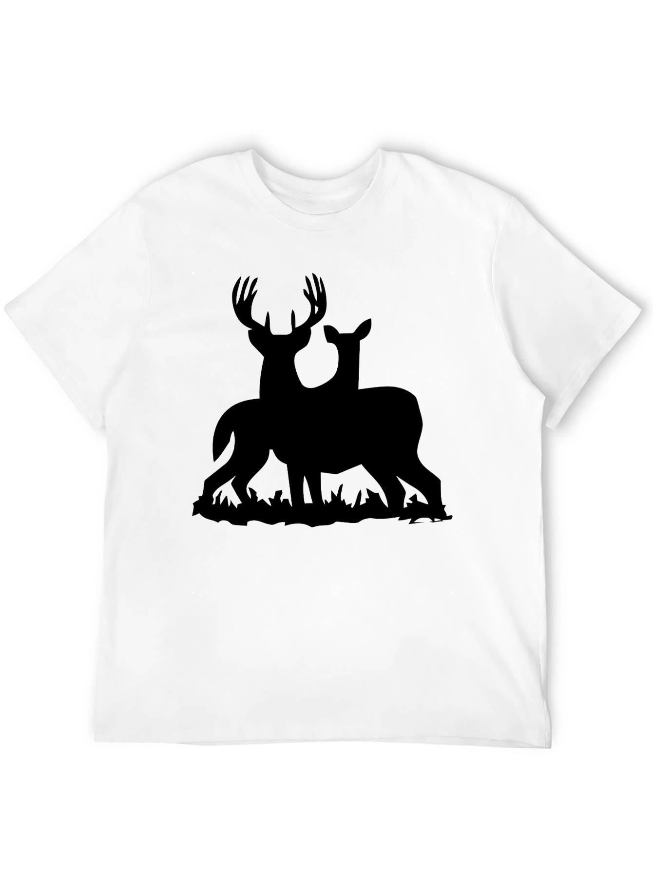 Deer Silhouette Graphic Tee - Black Cotton Blend