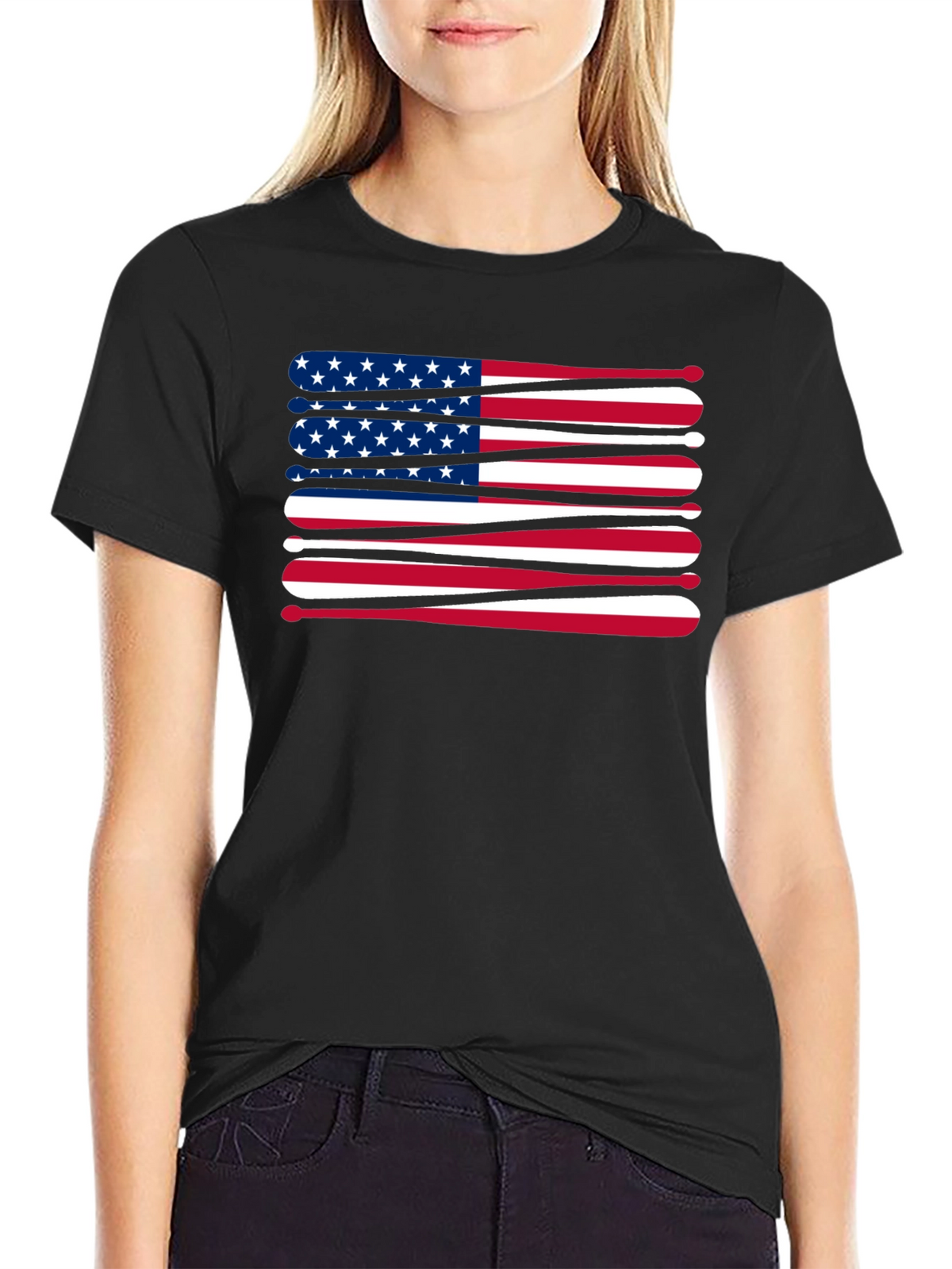 Patriotic Baseball Bats USA Flag Graphic T-Shirt