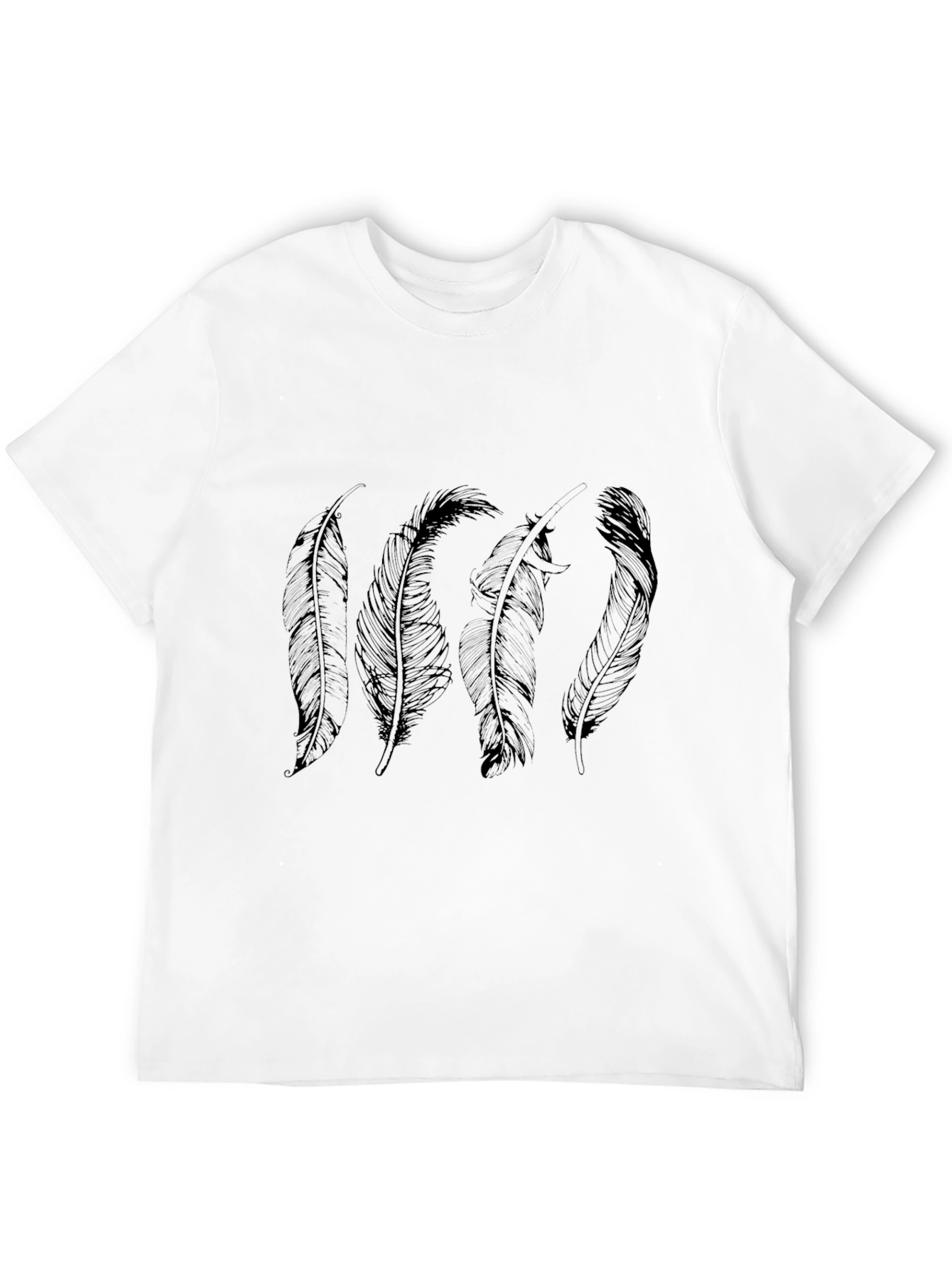 Feather Print Black T-Shirt