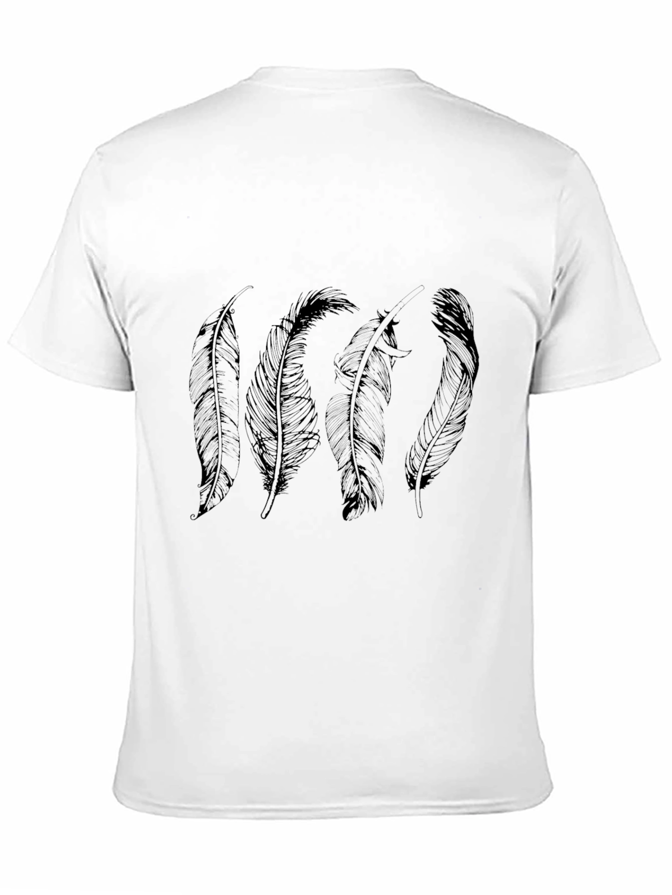 Feather Print Black T-Shirt
