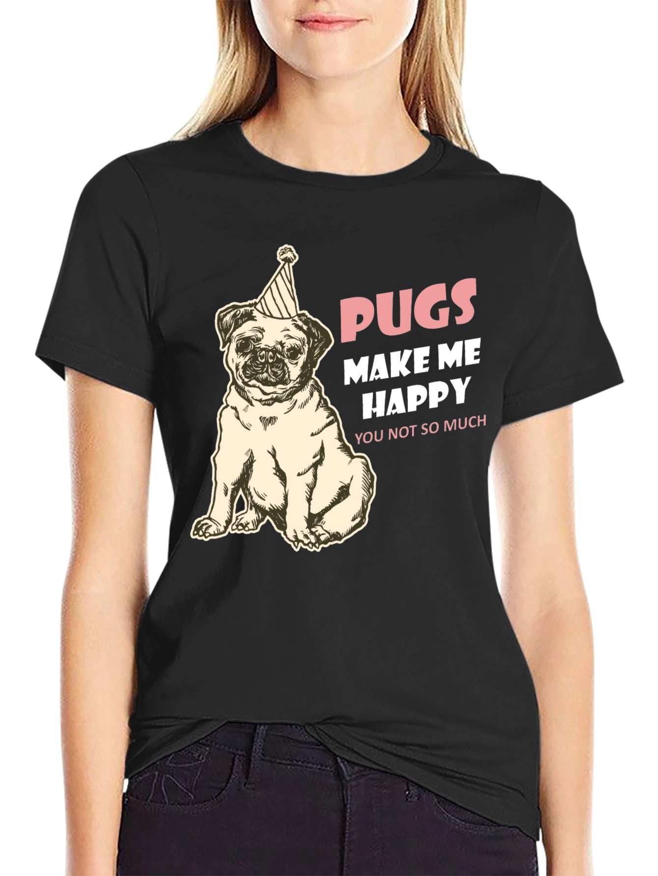 Pugs Make Me Happy Graphic Tee