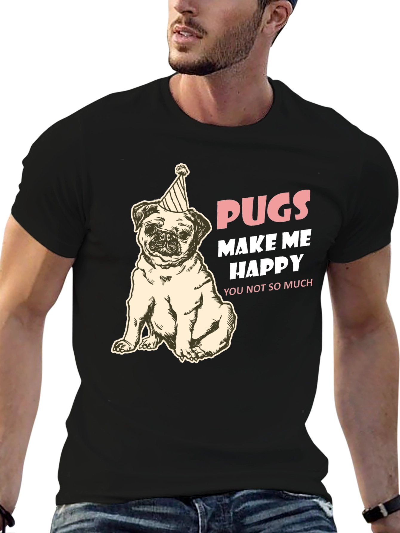 Pugs Make Me Happy Graphic Tee