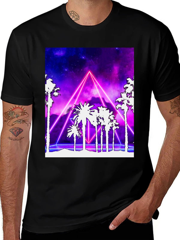 Retro Palm Tree Neon Graphic T-Shirt