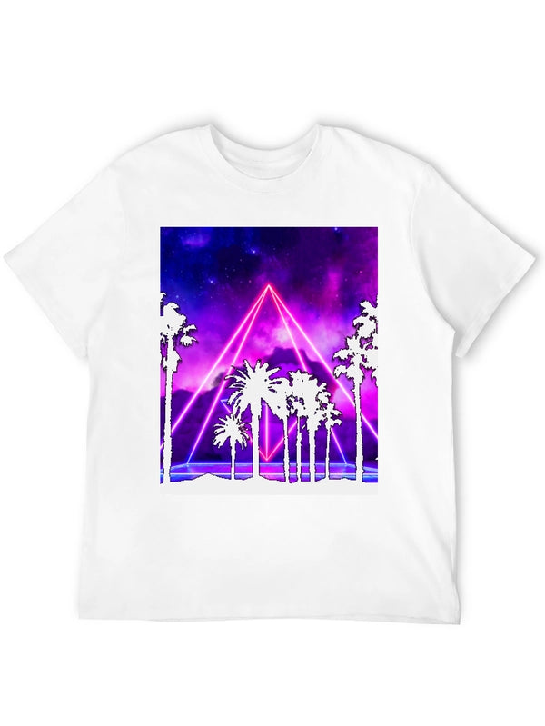 Retro Palm Tree Neon Graphic T-Shirt