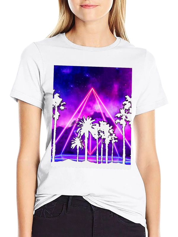 Retro Palm Tree Neon Graphic T-Shirt
