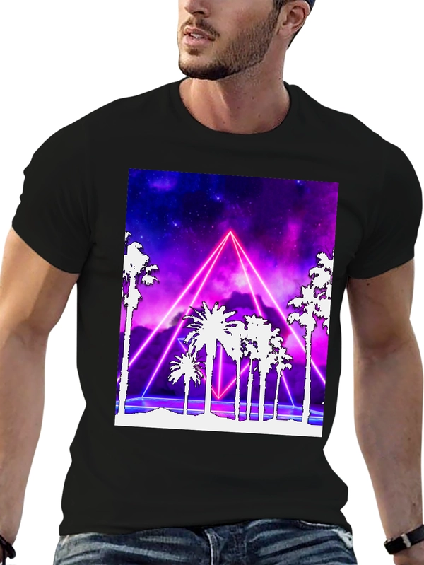 Retro Palm Tree Neon Graphic T-Shirt