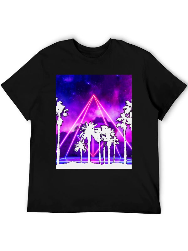 Retro Palm Tree Neon Graphic T-Shirt