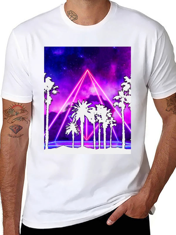 Retro Palm Tree Neon Graphic T-Shirt