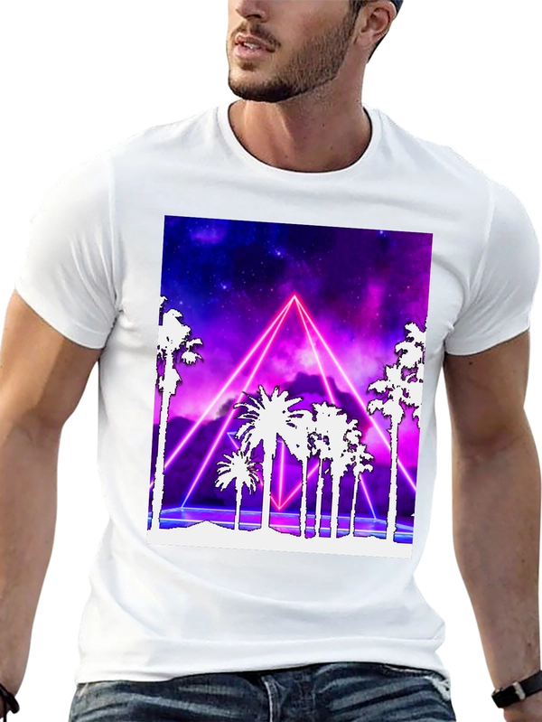 Retro Palm Tree Neon Graphic T-Shirt