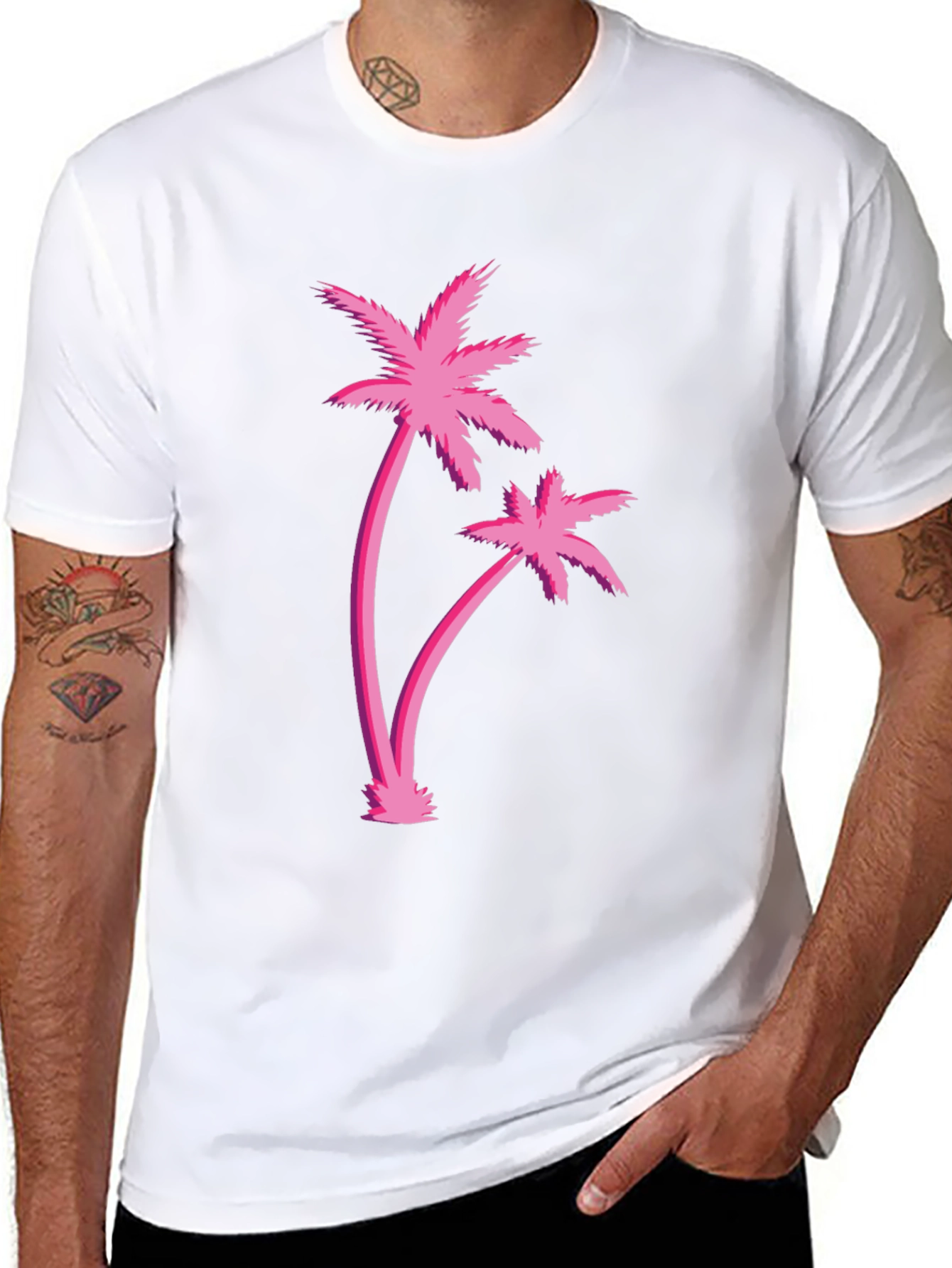 Retro Palm Tree Graphic Black T-Shirt