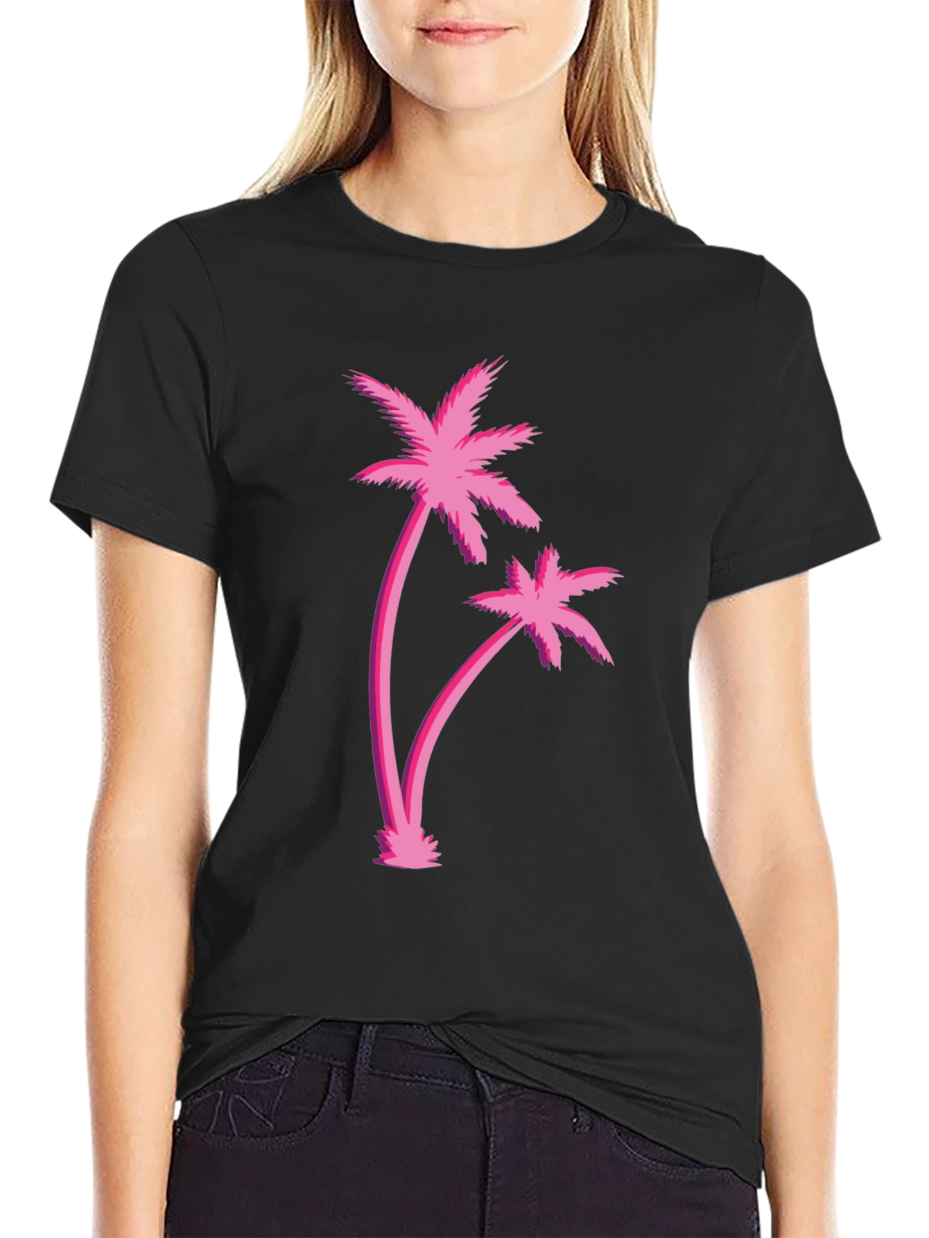 Retro Palm Tree Graphic Black T-Shirt