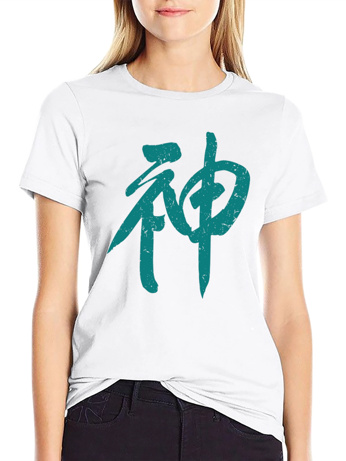 Japanese Kanji God Symbol Graphic Black T-Shirt