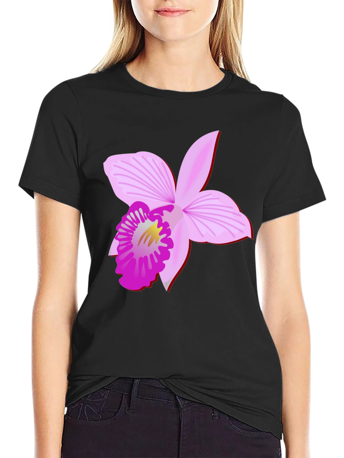 Orchid Graphic Black Tee