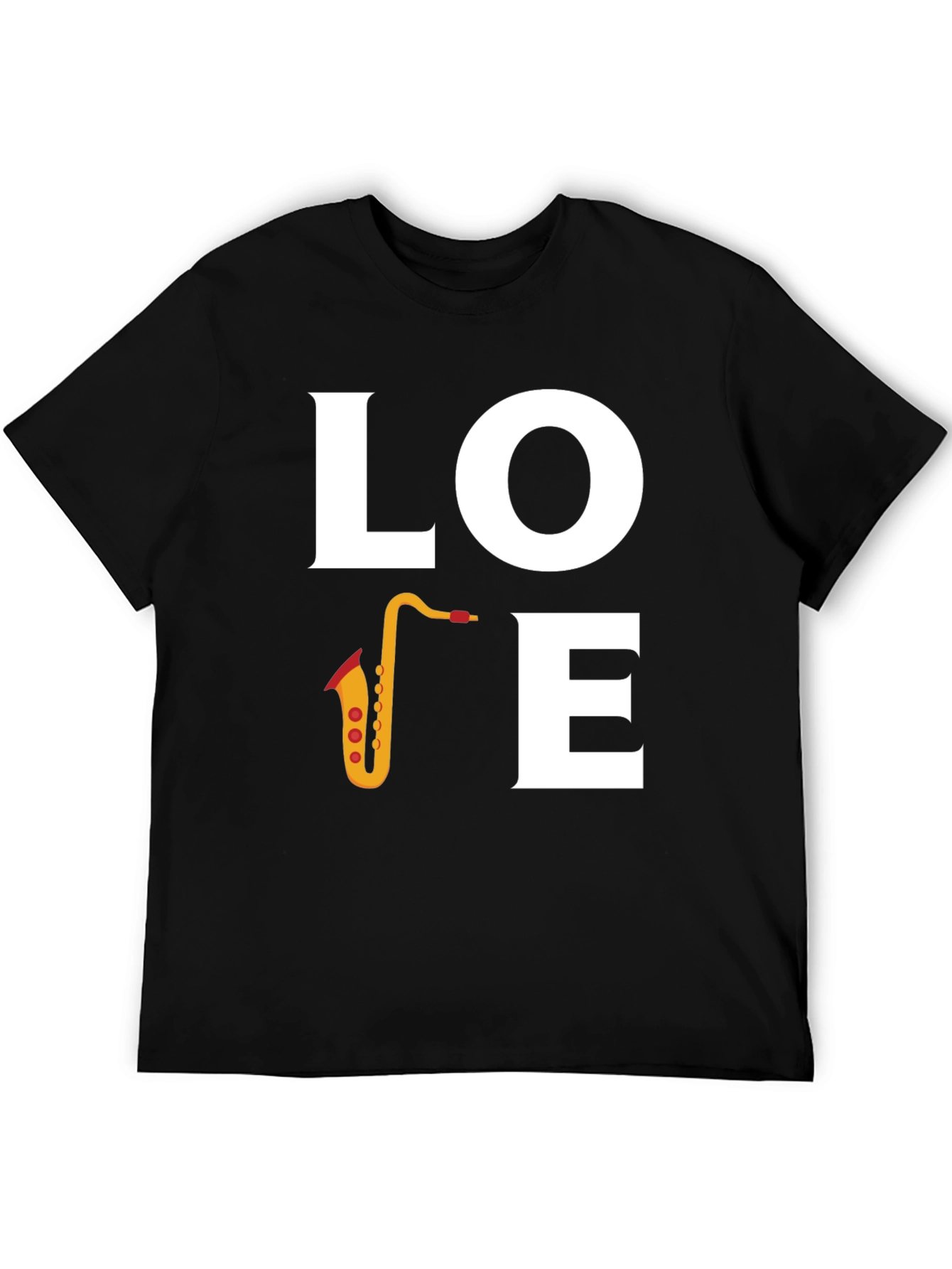 Love Saxophone Graphic T-Shirt - Black