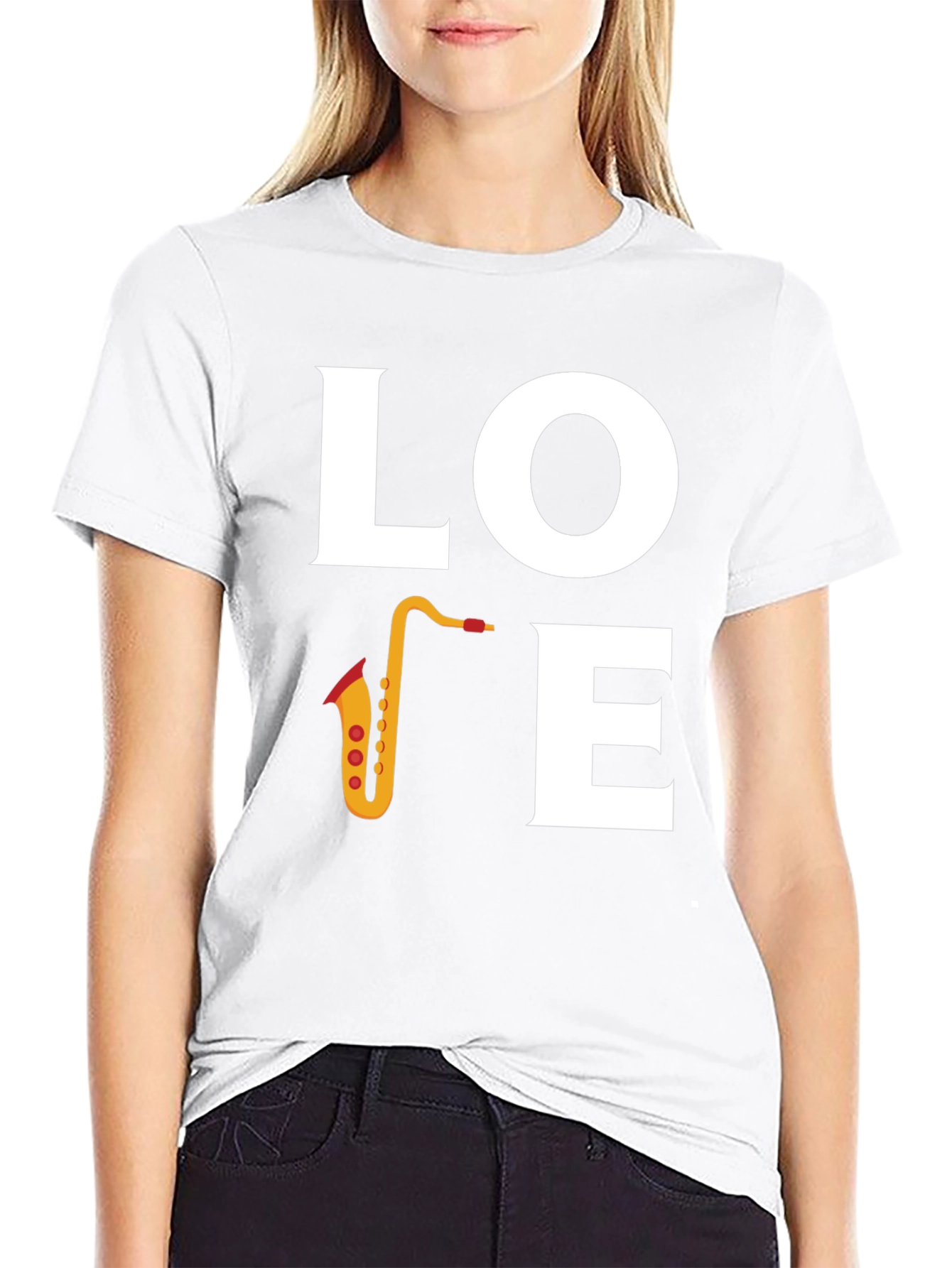 Love Saxophone Graphic T-Shirt - Black