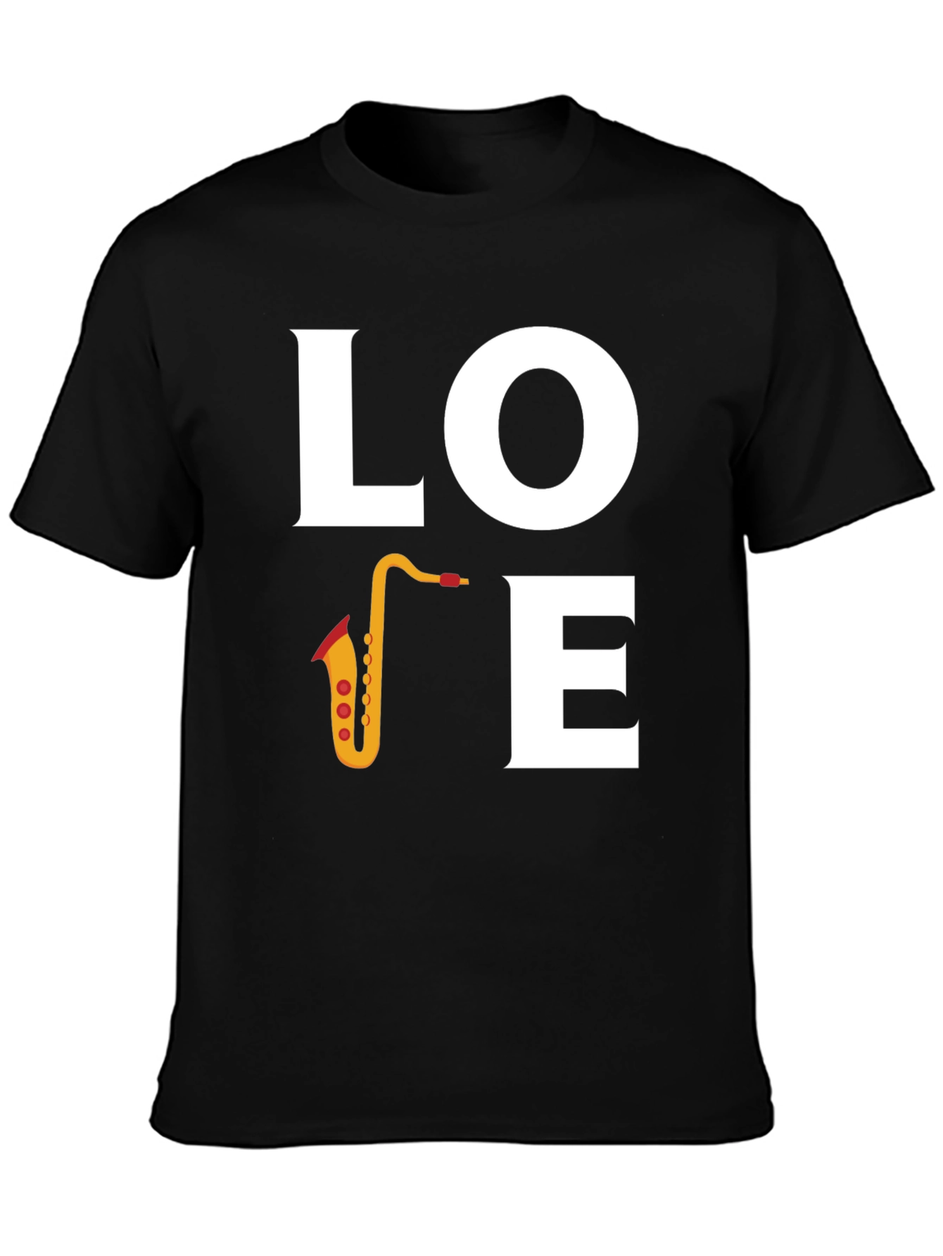 Love Saxophone Graphic T-Shirt - Black