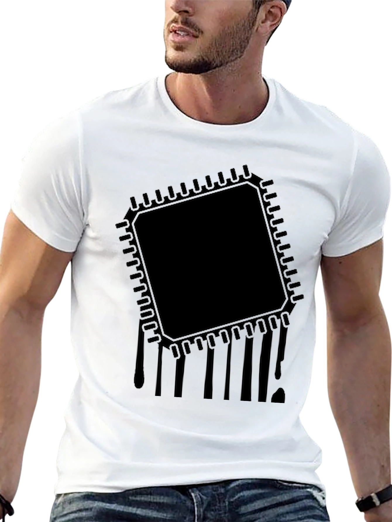 Circuit Drip Black T-Shirt - Tech Inspired Style