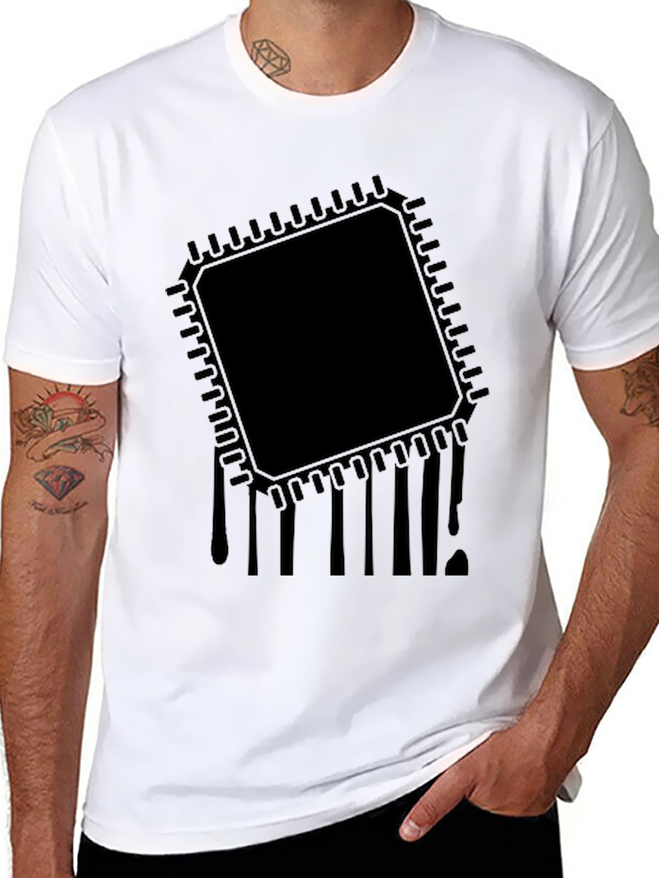 Circuit Drip Black T-Shirt - Tech Inspired Style