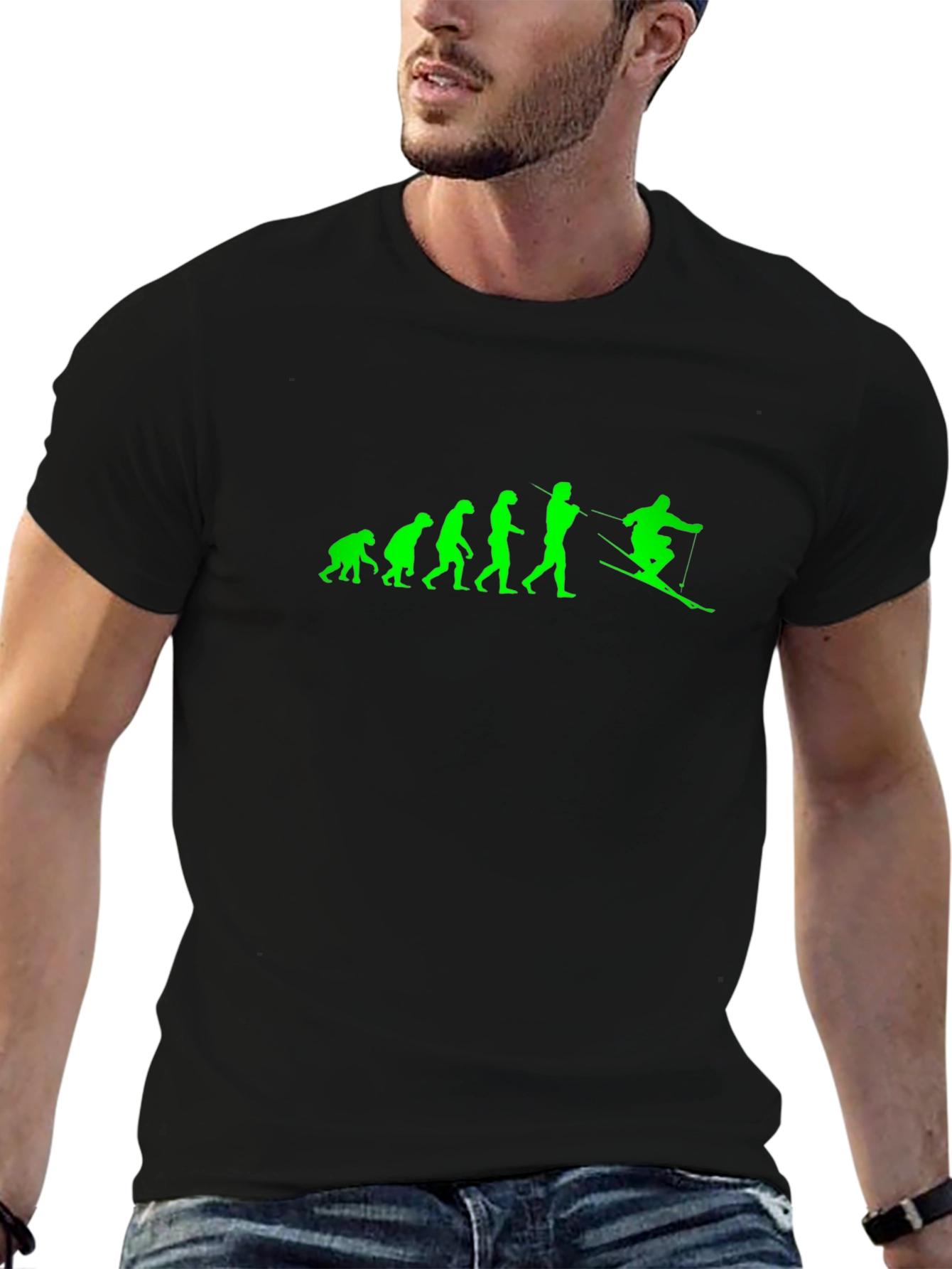 Evolution of Skiing T-Shirt - Black