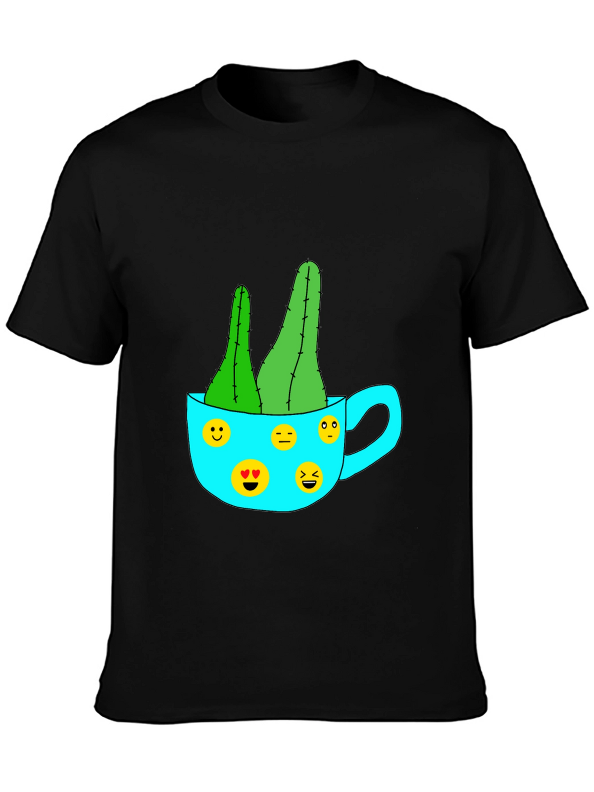 Emoji Cactus Tee - Quirky Plant Lovers T-Shirt
