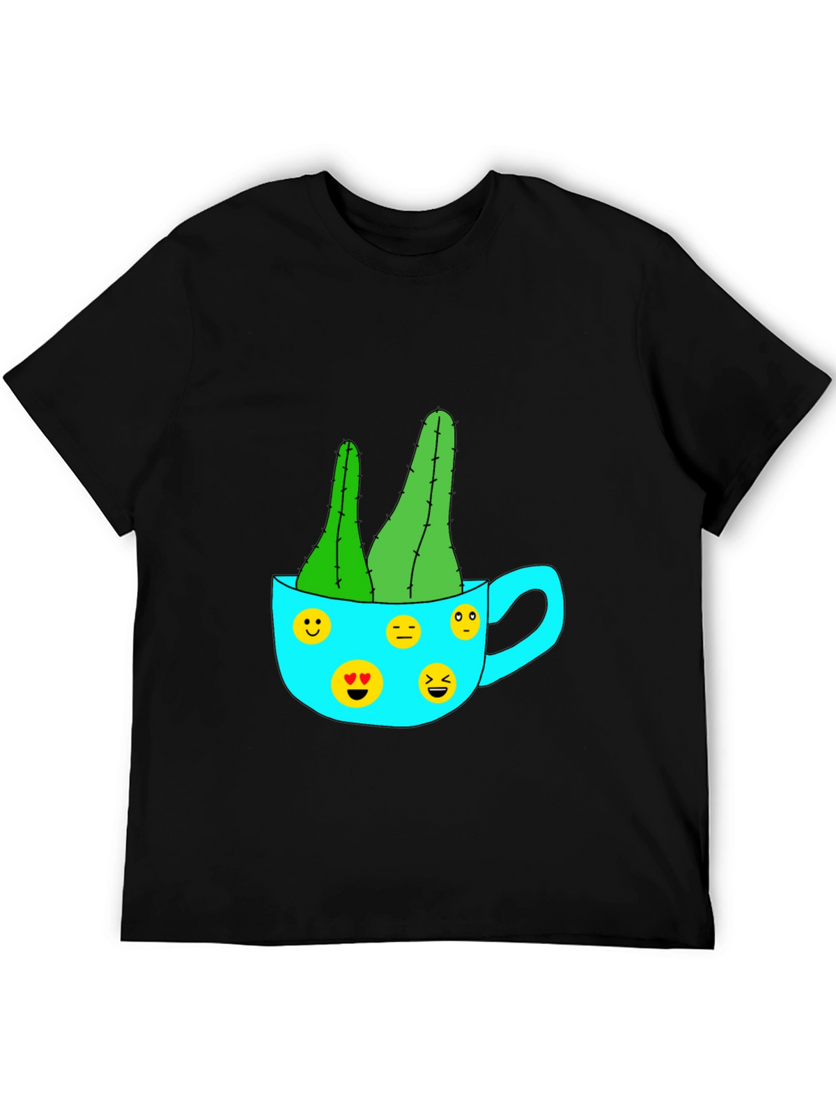 Emoji Cactus Tee - Quirky Plant Lovers T-Shirt