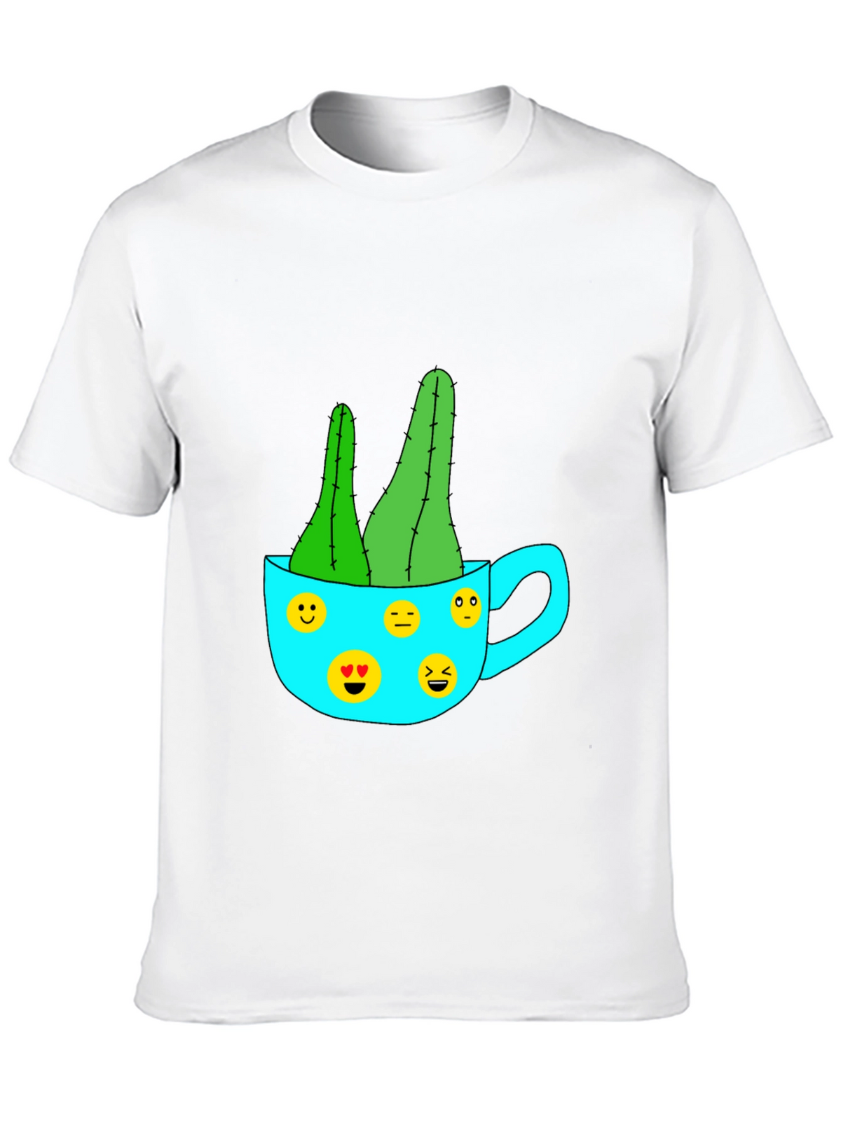 Emoji Cactus Tee - Quirky Plant Lovers T-Shirt