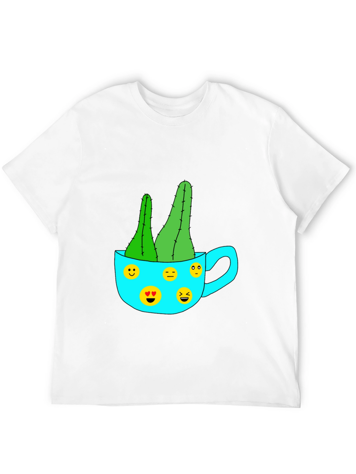 Emoji Cactus Tee - Quirky Plant Lovers T-Shirt