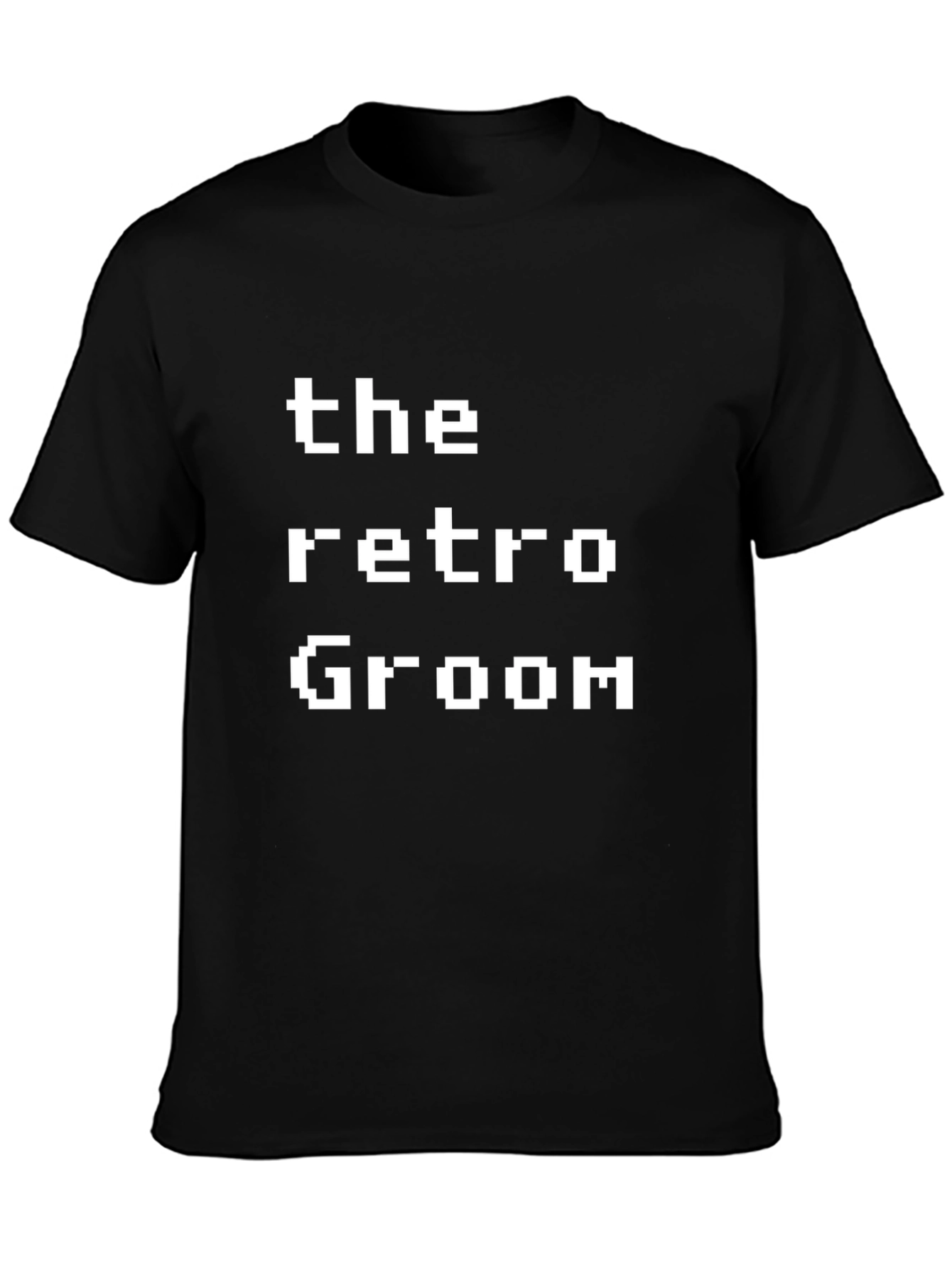 Retro Groom Pixel Art Black T-Shirt