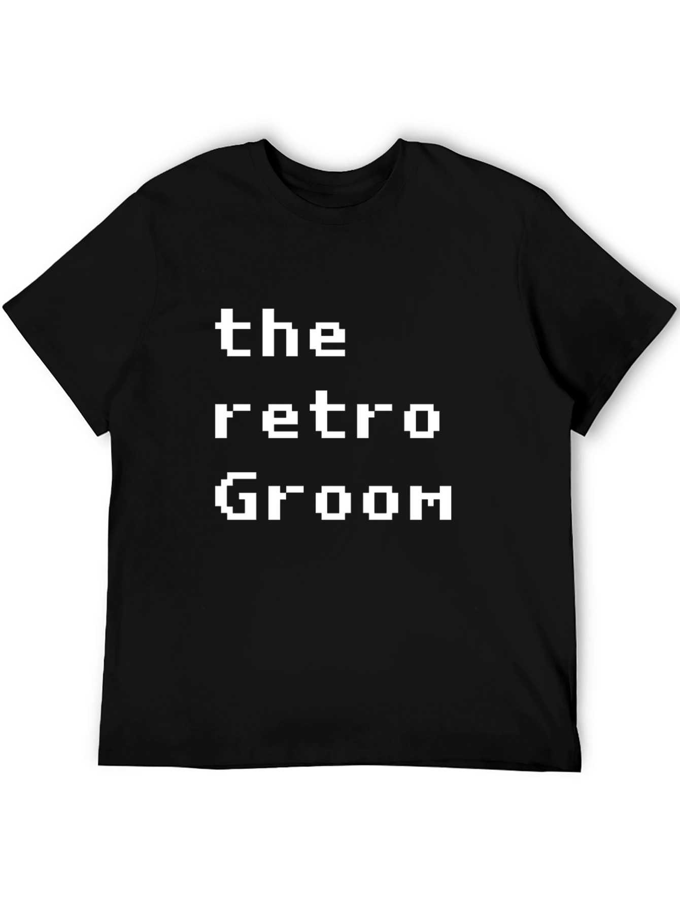 Retro Groom Pixel Art Black T-Shirt