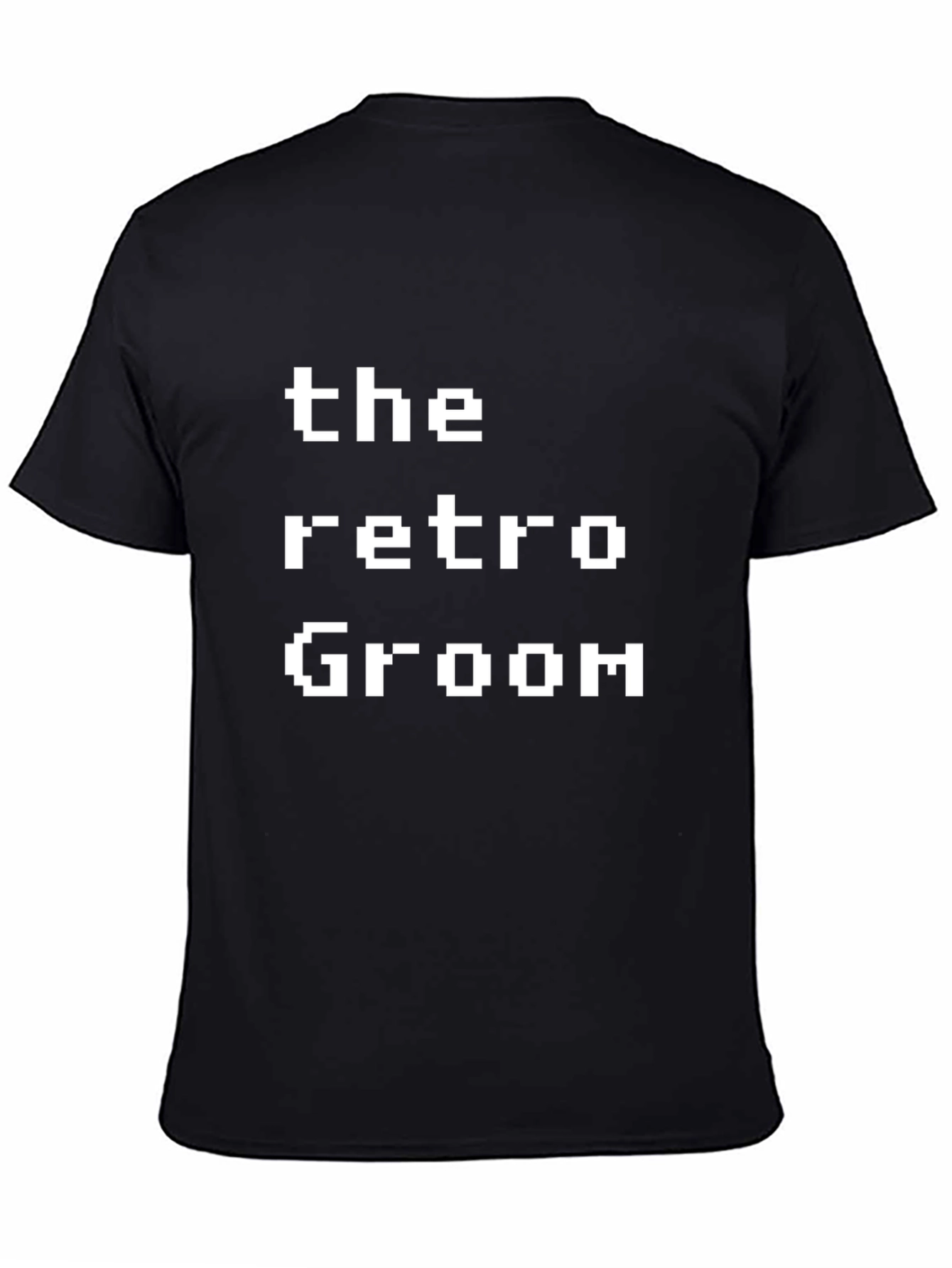 Retro Groom Pixel Art Black T-Shirt