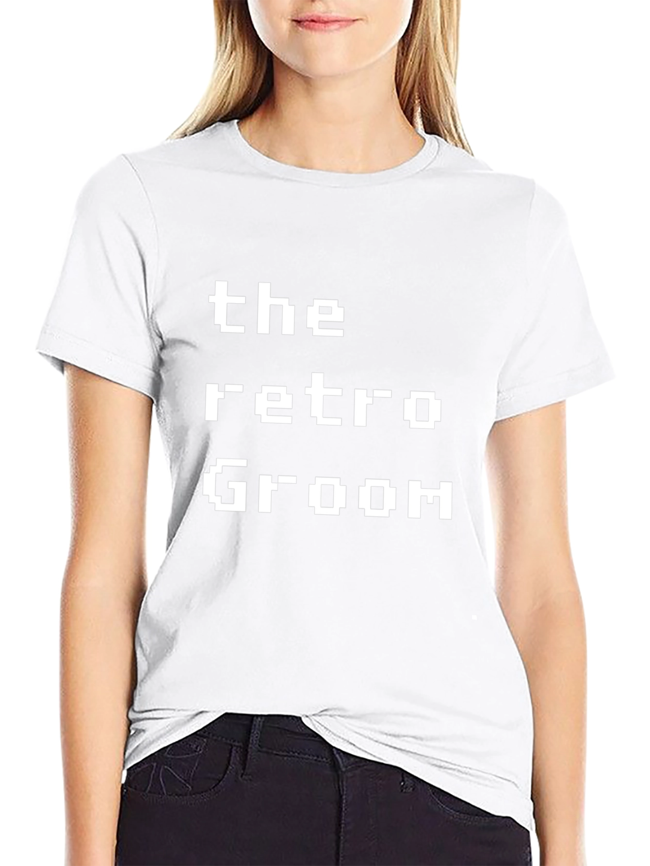 Retro Groom Pixel Art Black T-Shirt