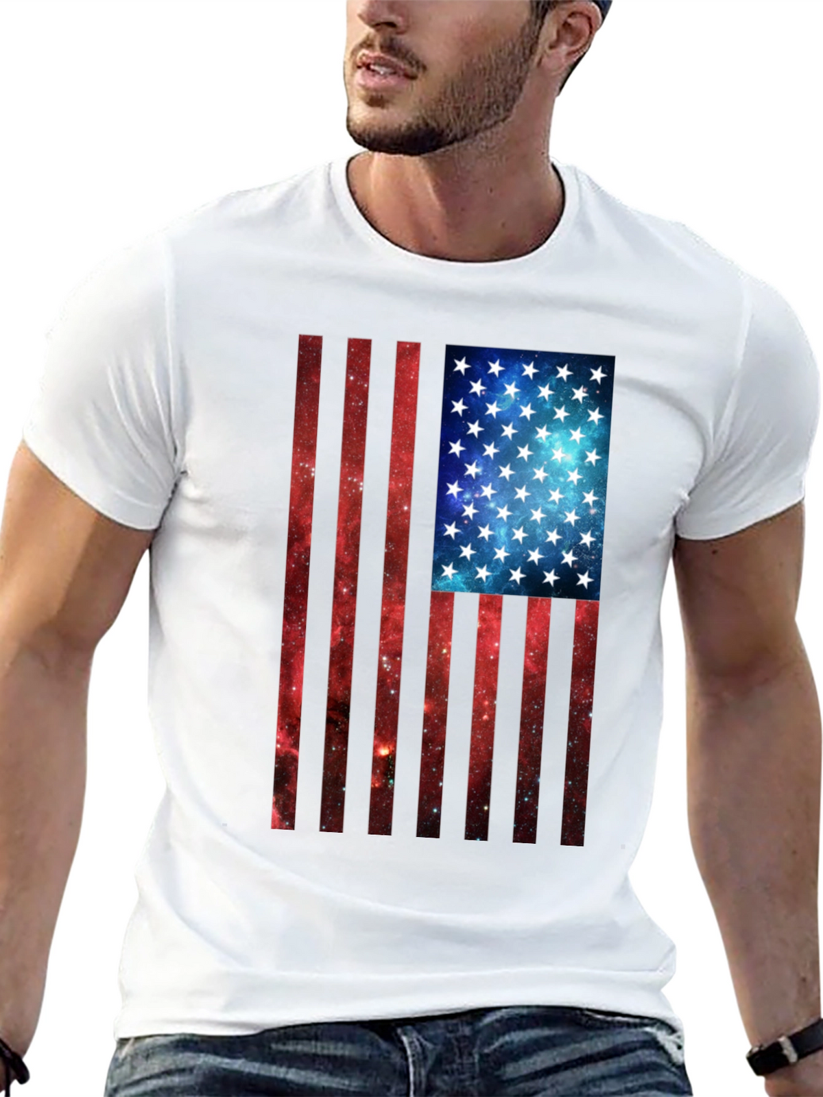 American Flag Galaxy Graphic Tee
