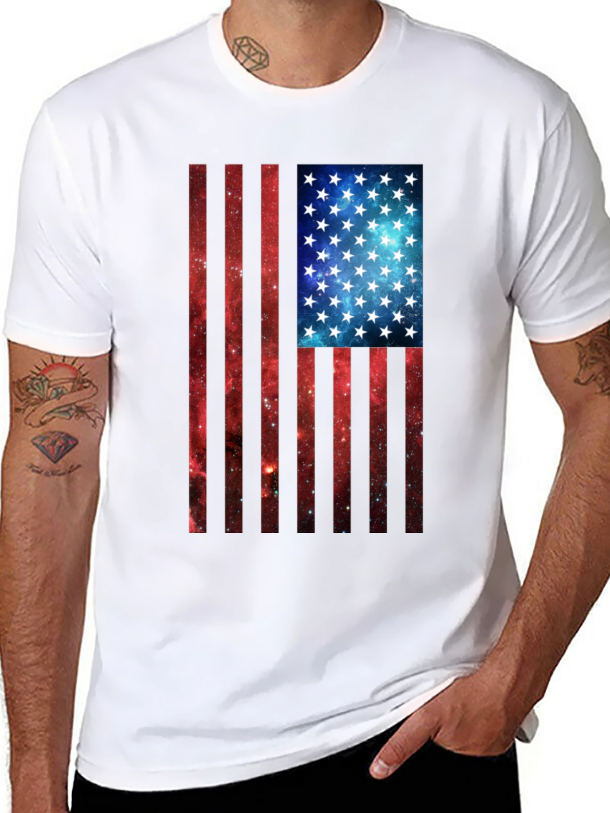 American Flag Galaxy Graphic Tee