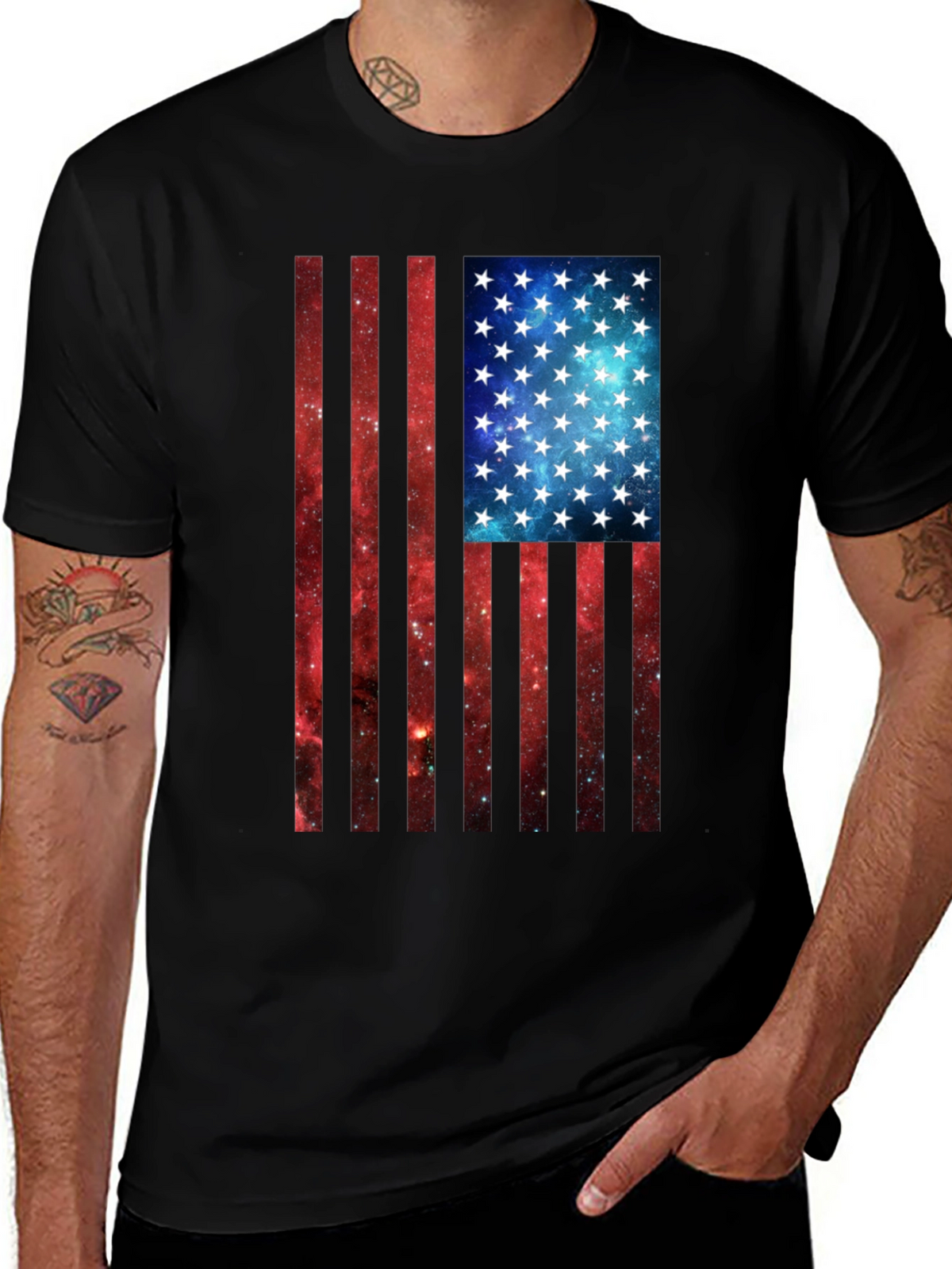 American Flag Galaxy Graphic Tee