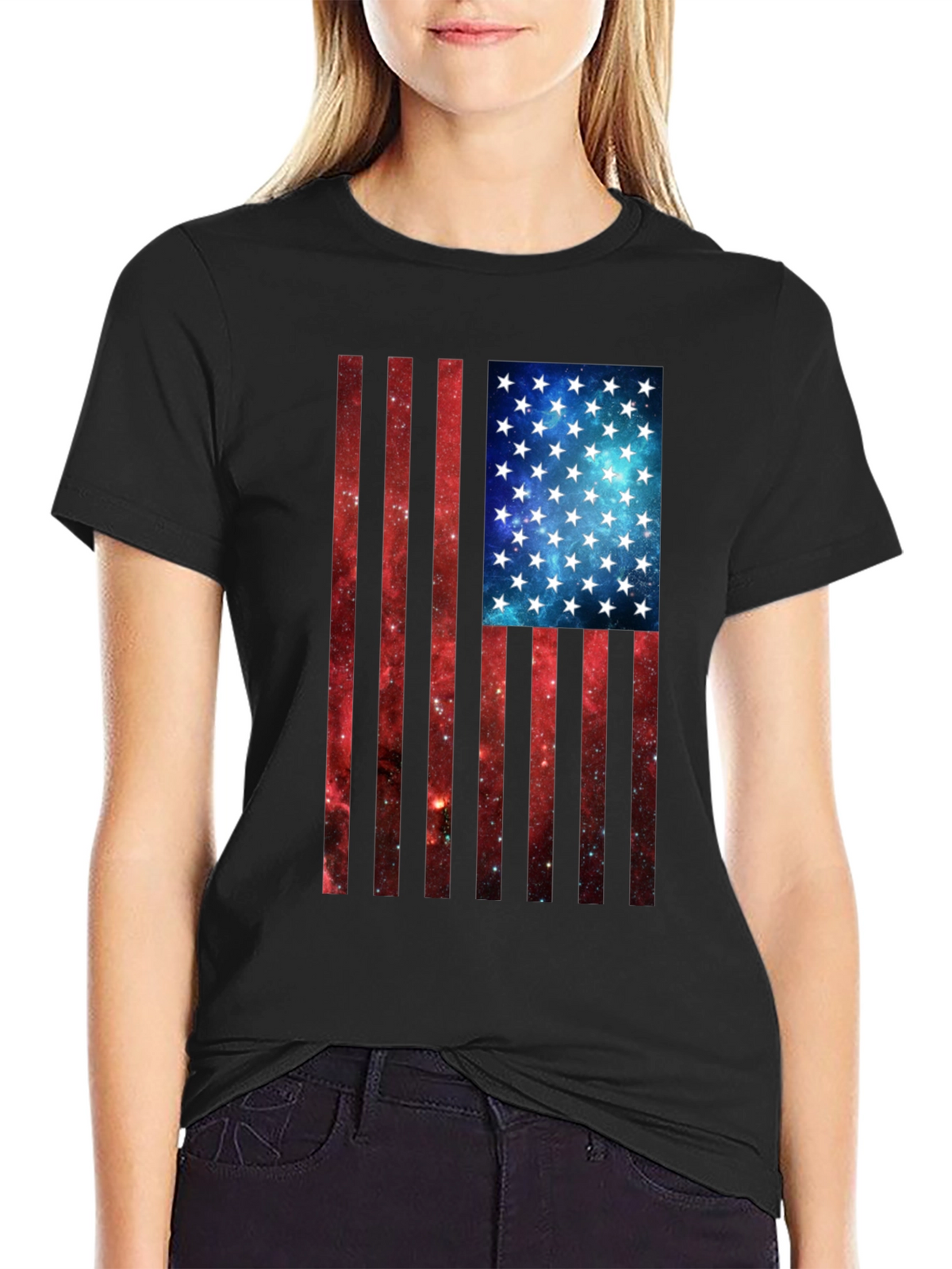 American Flag Galaxy Graphic Tee
