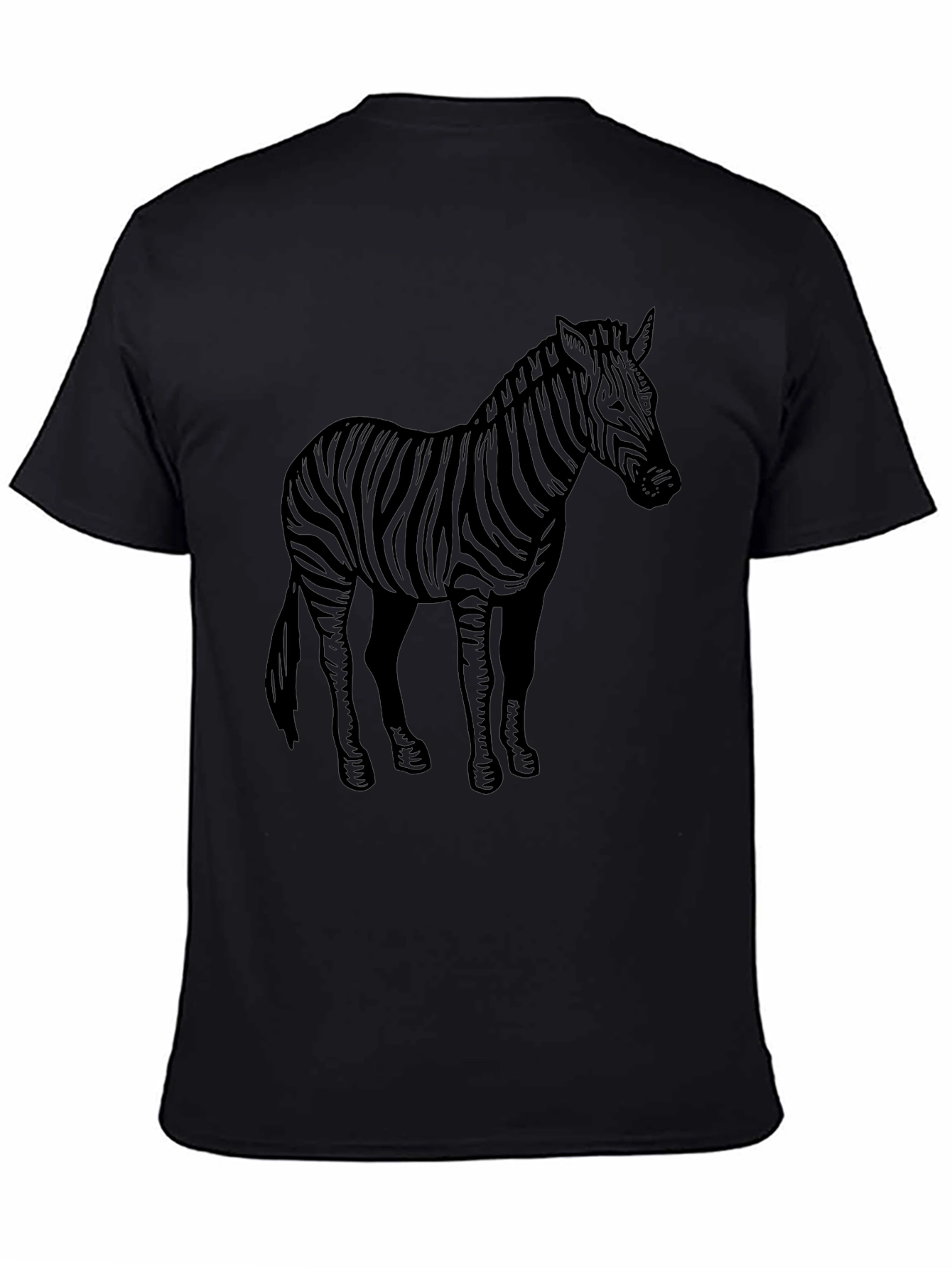Zebra Graphic Tee - Black Crew Neck T-Shirt