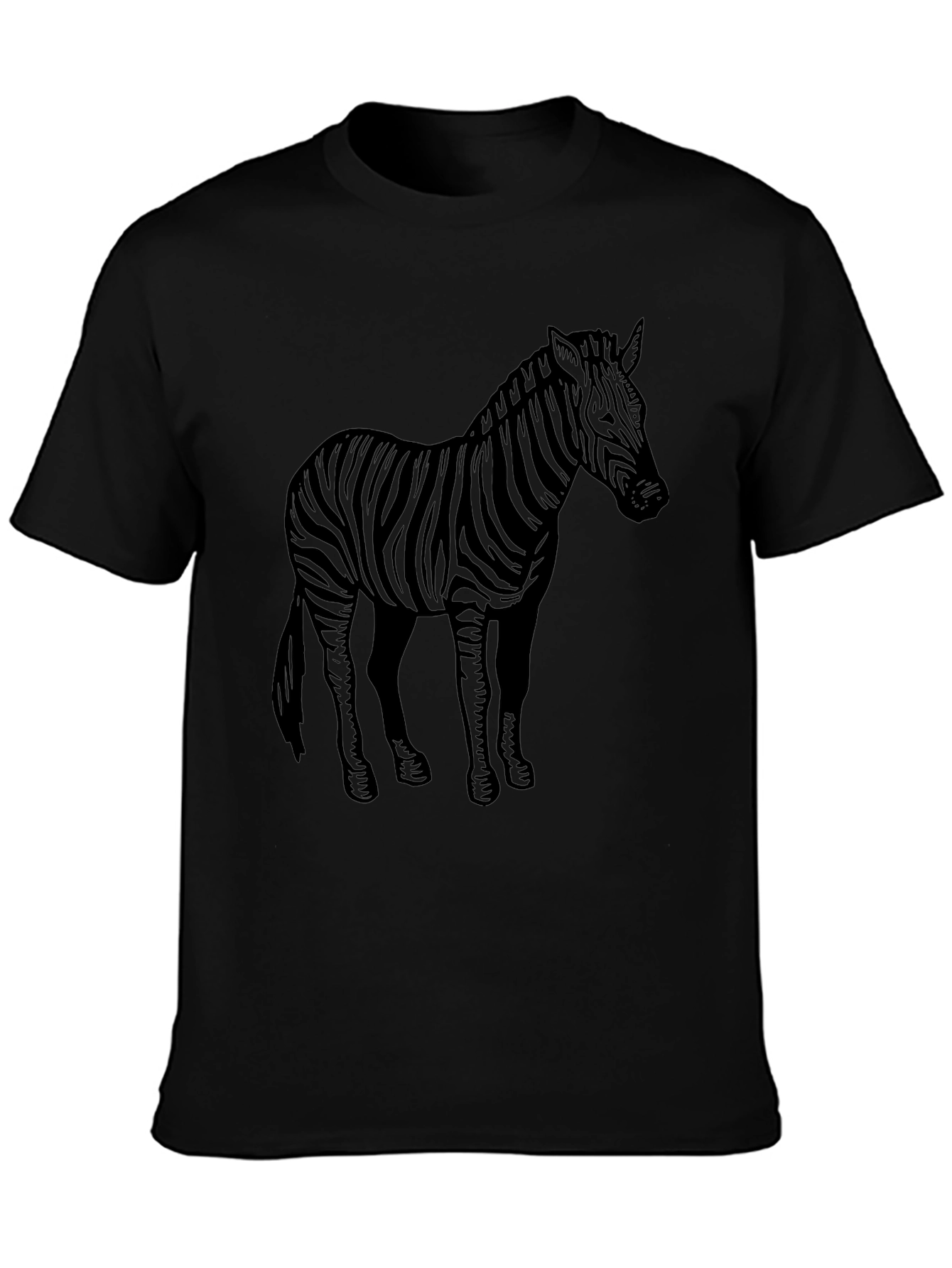 Zebra Graphic Tee - Black Crew Neck T-Shirt