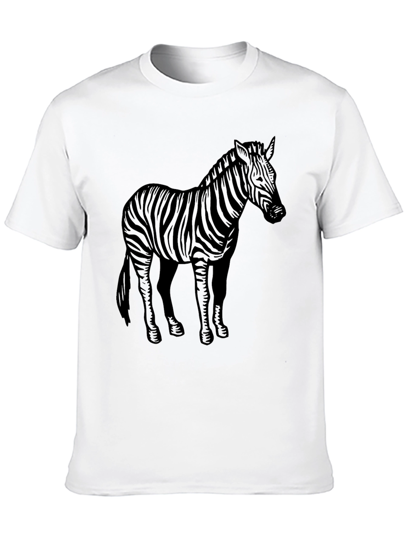 Zebra Graphic Tee - Black Crew Neck T-Shirt