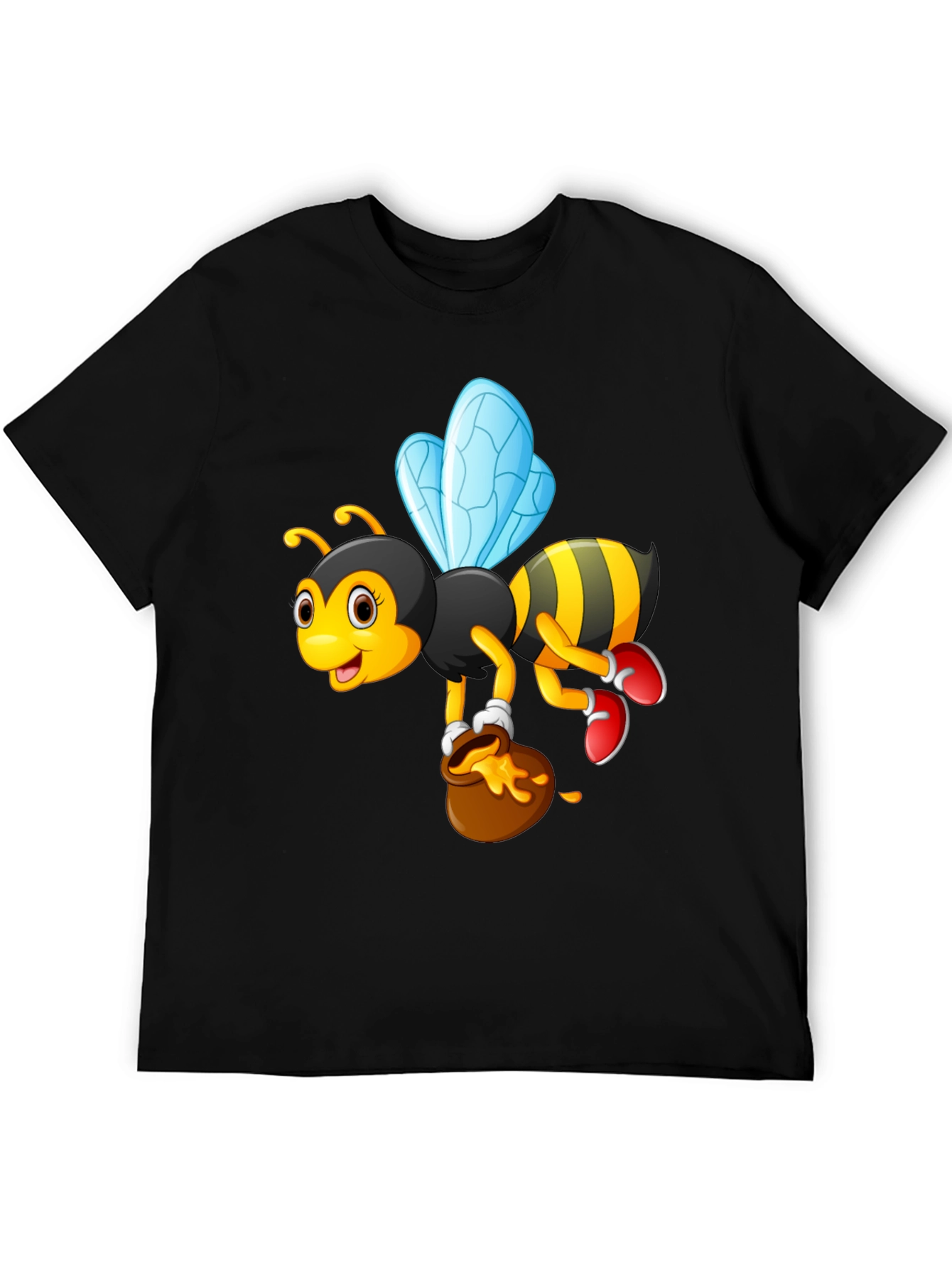 Cartoon Bee & Honey Pot Graphic T-Shirt
